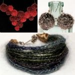 A selection of wire and yarn jewellery